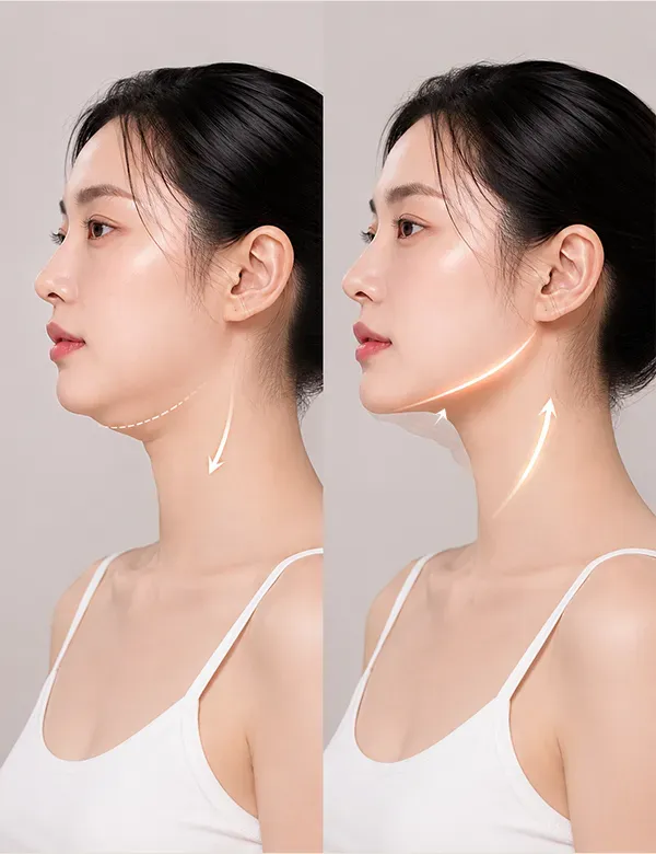 이중턱 근육묶기 비포애프터